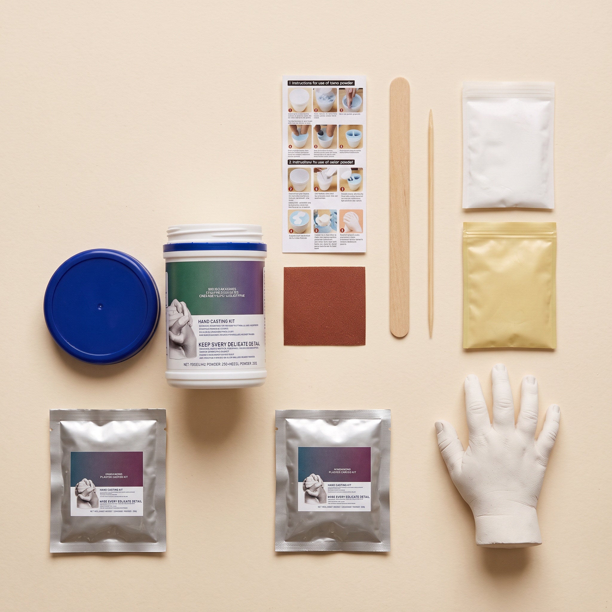 Casting kit contents laid out together