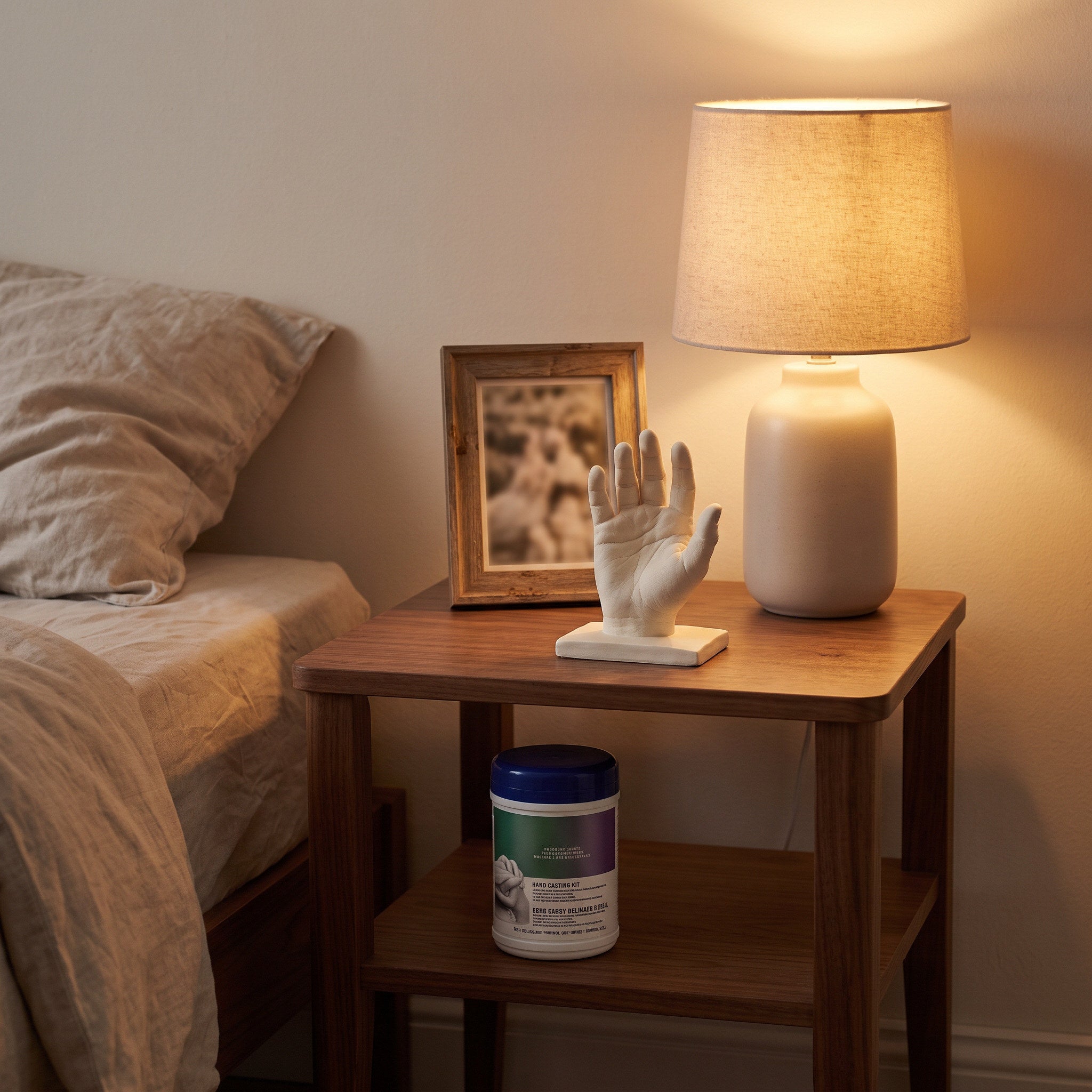 Hold Dear hand casting keepsake in a personal home setting